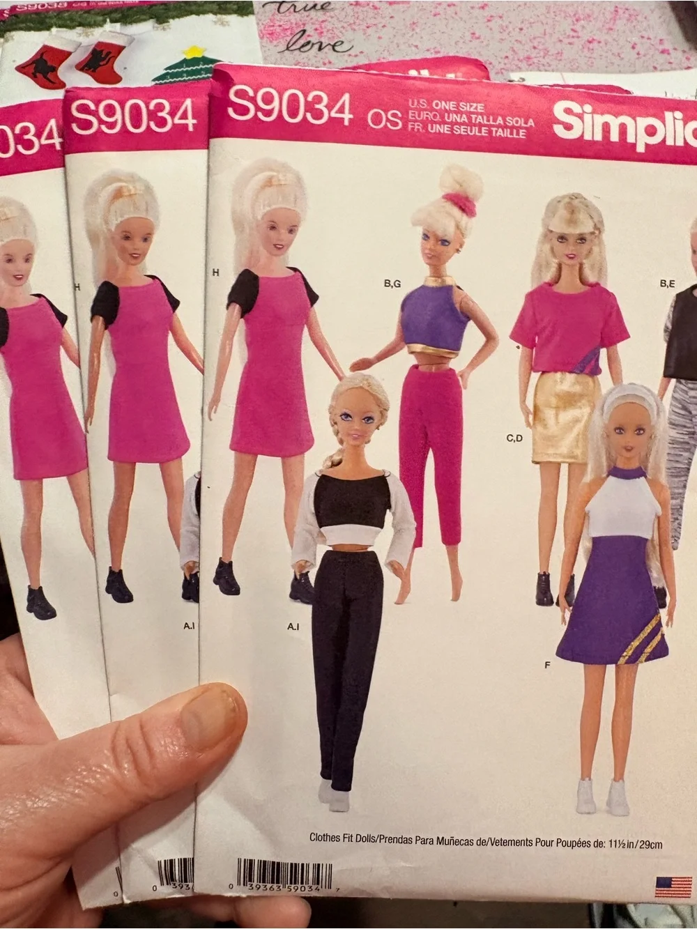 BN UNCUT SIMPLICITY 9034 OS BARBIE CLOTHES SEWING PATTERNS